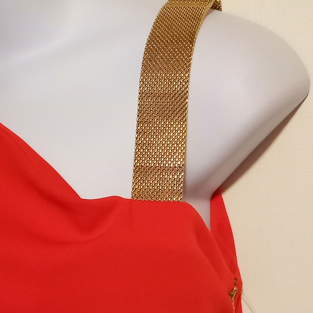 🛍️ BUNDLE ONLY🛍️Vintage Chic Red Midi Dress with Gold Strap Accent - Picture 7 of 11